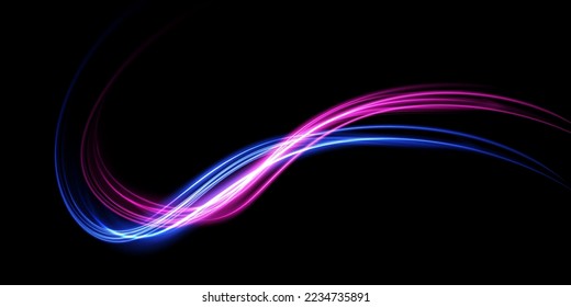 Abstract beautiful light background. Magic sparks on a dark background. Mystical speed stripes, glitter effect. Shine of cosmic rays. Neon lines of speed and fast wind. Glow effect, powerful energy. 