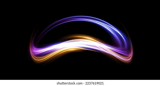 Abstract beautiful light background. Magic sparks on a dark background. Mystical speed stripes, glitter effect. Shine of cosmic rays. Neon lines of speed and fast wind. Glow effect, powerful energy. 