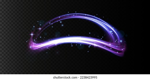 Abstract beautiful light background. Magic sparks on a dark background. Mystical speed stripes, glitter effect. Shine of cosmic rays. Neon lines of speed and fast wind. Glow effect, powerful energy. 