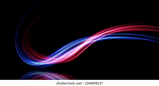 Abstract beautiful light background. Magic sparks on a dark background. Mystical speed stripes, glitter effect. Shine of cosmic rays. Neon lines of speed and fast wind. Glow effect, powerful energy. 