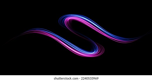 Abstract beautiful light background. Magic sparks on a dark background. Mystical speed stripes, glitter effect. Shine of cosmic rays. Neon lines of speed and fast wind. Glow effect, powerful energy. 