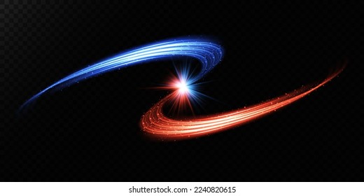 Abstract beautiful light background. Magic sparks on a dark background. Mystical speed stripes, glitter effect. Shine of cosmic rays. Neon lines of speed and fast wind. Glow effect, powerful energy. 