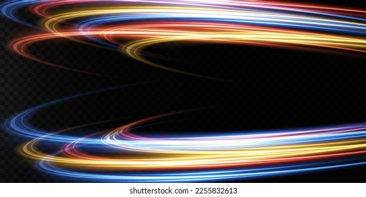 Resumen del hermoso fondo de la luz. La magia chispa sobre un fondo oscuro. Rayas de velocidad místicas, efecto de brillo. Brillo de rayos cósmicos. Líneas de velocidad neón y viento rápido. Efecto brillante, energía poderosa. 