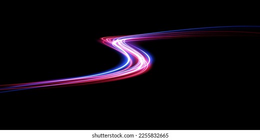 Abstract beautiful light background. Magic sparks on a dark background. Mystical speed stripes, glitter effect. Shine of cosmic rays. Neon lines of speed and fast wind. Glow effect, powerful energy. 