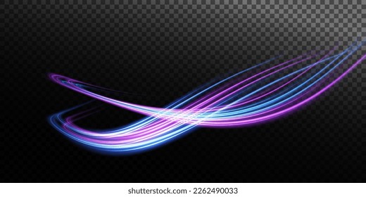 Abstract beautiful light background. Magic sparks on a dark background. Mystical speed stripes, glitter effect. Shine of cosmic rays. Neon lines of speed and fast wind. Glow effect, powerful energy. 