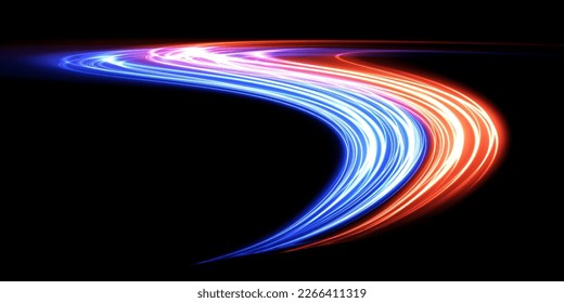 Abstract beautiful light background. Magic sparks on a dark background. Mystical speed stripes, glitter effect. Shine of cosmic rays. Neon lines of speed and fast wind. Glow effect, powerful energy. 