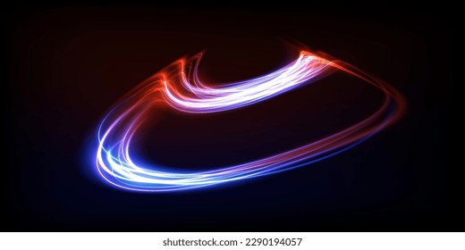 Abstract beautiful light background. Magic sparks on a dark background. Mystical speed stripes, glitter effect. Shine of cosmic rays. Neon lines of speed and fast wind. Glow effect, powerful energy. 