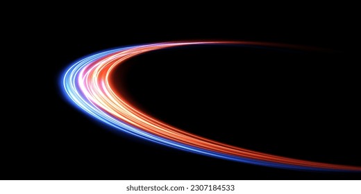 Abstract beautiful light background. Magic sparks on a dark background. Mystical speed stripes, glitter effect. Shine of cosmic rays. Neon lines of speed and fast wind. Glow effect, powerful energy. 