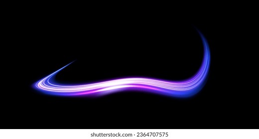 Abstract beautiful light background. Magic sparks on a dark background. Mystical speed stripes, glitter effect. Shine of cosmic rays. Neon lines of speed and fast wind. Glow effect, powerful energy.