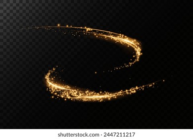 Abstract beautiful light background. Magic sparks on a dark background. Mystical speed stripes, glitter effect. Shine of cosmic rays. Neon lines of speed and fast wind. Glow effect, powerful energy.	