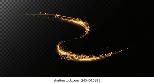 Abstract beautiful light background. Magic sparks on a dark background. Mystical speed stripes, glitter effect. Shine of cosmic rays. Neon lines of speed and fast wind. Glow effect, powerful energy.	