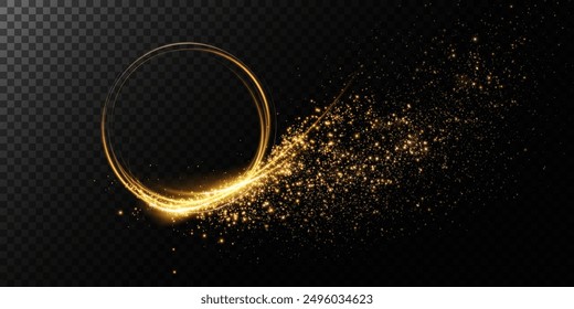 Abstract beautiful light background. Magic sparks on a dark background. Mystical speed stripes, glitter effect. Shine of cosmic rays. Neon lines of speed and fast wind. Glow effect, powerful energy.	