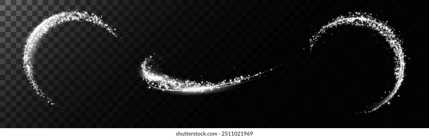 Abstract beautiful light background. Magic sparks on a dark background. Mystical speed stripes, glitter effect. Shine of cosmic rays. Neon lines of speed and fast wind. Glow effect, powerful energy.	