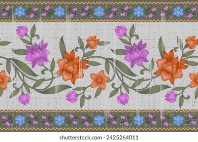  Patrón de bordado de flores de arte de línea hermosa abstracta. Este diseño de patrón para la cubierta, tela, textil, alfombra. fondo.