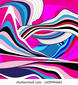 Abstract beautiful linear super wave vector graphics on a dark background. Template for design web pages or poster.
