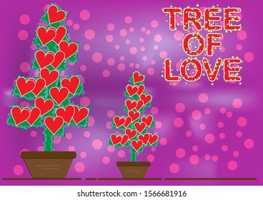 abstract beautiful love tree, symbolizes that love continues to grow and develop