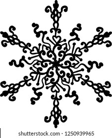 Abstract beautiful mandala design on white background. Ornate snowflake. Decorative doodle element. Vector illustration.