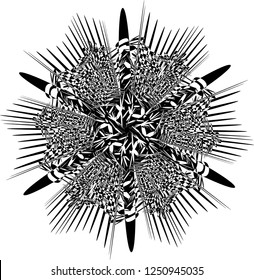 Abstract beautiful mandala design on white background. Ornate snowflake. Decorative doodle element. Vector illustration.
