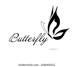 Abstract beautiful monochrome butterfly. Vector illustration
