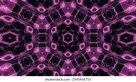 Abstract beautiful multicolor kaleidoscopic background. Psychedelic purple geometric shapes. Beautiful multicolor kaleidoscopic texture. Unique kaleidoscope design. Vector illustration.