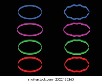 Abstractas hermoso círculo de marco de neón, anillos con un resplandor luminoso de luz.
