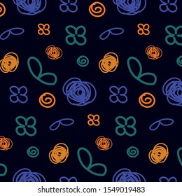 Abstract beautiful pattern background. Creative doodle art with different shapes and textures. Fabric and wrapping paper design. Vector Eps.8