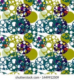 Abstract beautiful pattern from different shapes, spheres, points, circles and textures. Seamless vector pattern