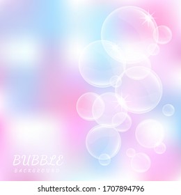 Abstract beautiful pink soap bubbles background. Vector illustration