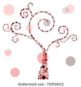 abstract beautiful red tree on a white background.