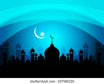 abstract beautiful religious eid background with mosque. Vector illustration