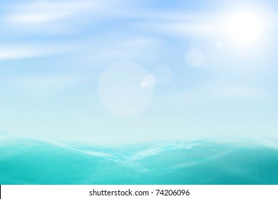 Abstract beautiful sea and sky background. Vector eps10 illustration