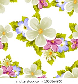 abstract beautiful seamless pattern of flowers. For your design of greeting cards, invitations, fabric. Vector illustration.