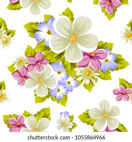 abstract beautiful seamless pattern of flowers. For your design of greeting cards, invitations, fabric. Vector illustration.