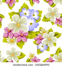 abstract beautiful seamless pattern of flowers. For your design of greeting cards, invitations, fabric. Vector illustration.