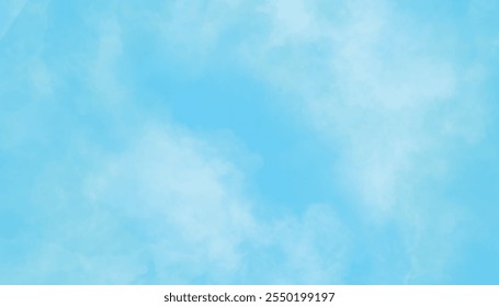Abstract beautiful sky color light background with white clouds, blue watercolor background.