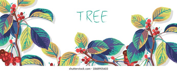 Abstract beautiful vector leaves branches and fruits