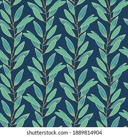 Abstract beautiful vector small flowers and branches seamless pattern