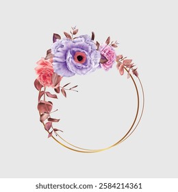 Abstract and Beautiful Watercolor Floral Ring. Illustrator and designer. Wedding Invites, save the date, Birthday Invites, Video Invites, E-Cards.