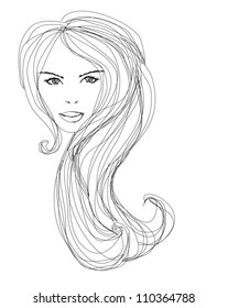 Illustration Women Long Hair Style Icon Stock Vector (Royalty Free ...