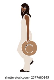 Abstract beautiful woman in hat illustration. Vector illustration.