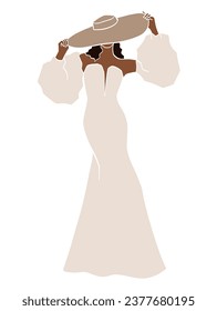 Abstract beautiful woman in hat illustration. Vector illustration.