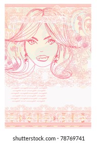 Abstract Beautiful Woman Portrait card