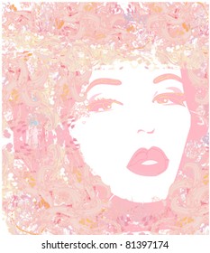 Abstract Beautiful Woman Portrait - retro card