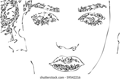 Abstract Beautiful Woman's Face Vector 04