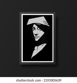 Abstract beautiful women portrait. Woman beauty fashion concept, minimalistic style. Trendy modern illustration for poster, banner, cover.