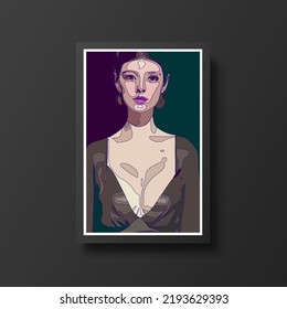 Abstract beautiful women portrait. Woman beauty fashion concept, minimalistic style. Trendy modern illustration for poster, banner, cover.