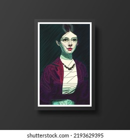 Abstract beautiful women portrait. Woman beauty fashion concept, minimalistic style. Trendy modern illustration for poster, banner, cover.