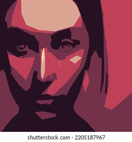Abstract beautiful women portrait. Woman beauty fashion concept, minimalistic style. Trendy modern illustration for poster, banner, cover.	