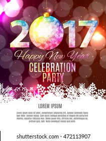 Abstract Beauty 2017 New Year Celebration Poster Background. Vector Illustration EPS10