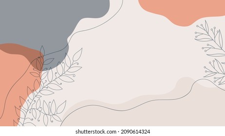 Abstract beauty backgrounds with organic shapes, floral and hand draw line in pastel colors. Modern design template with space for text. Minimal stylish cover for branding design. Vector illustration